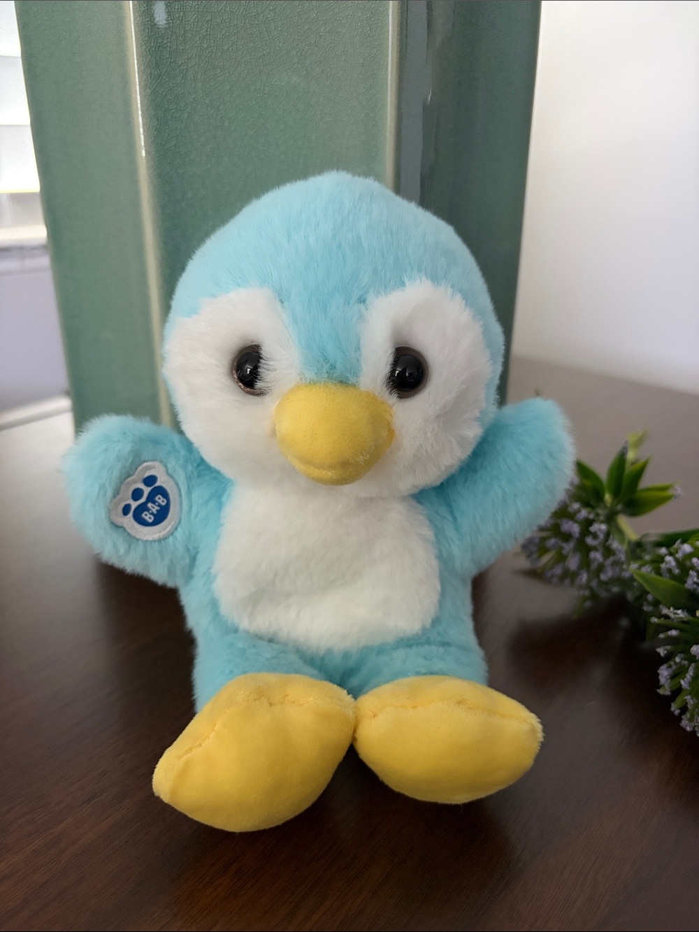Build-A-Bear Mini Beans Blue & White Penguin Plush with Yellow Beak and Feet